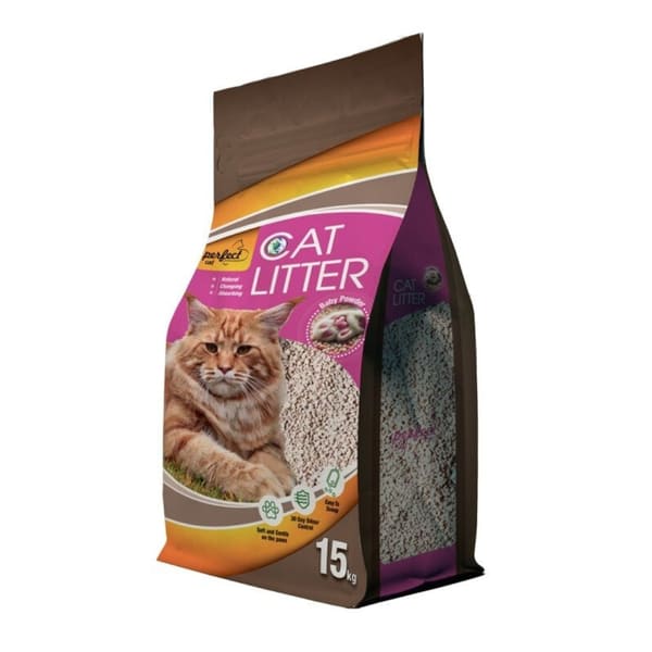 Perfect Cat kaķu smiltis cementējošas ar bērnu pūdera aromātu 15 kg